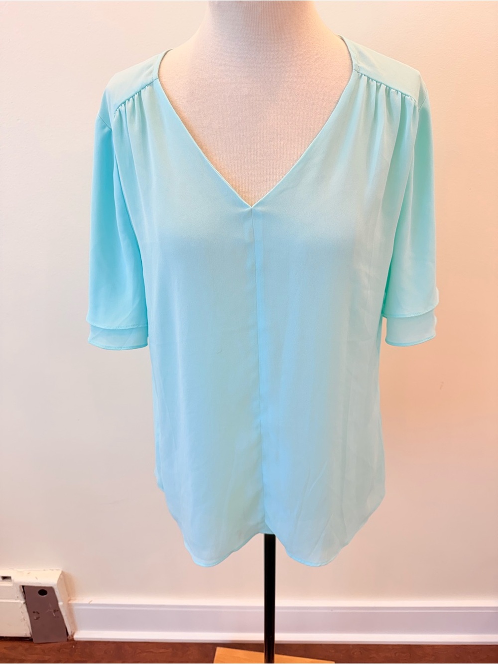 Light Aqua V-Neck Women's Top - banana republic